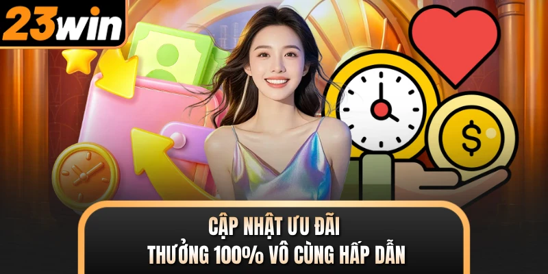 Cập nhật ưu đãi thưởng 100% vô cùng hấp dẫn